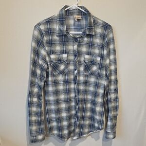 Blue and White Plaid Men's Shirt